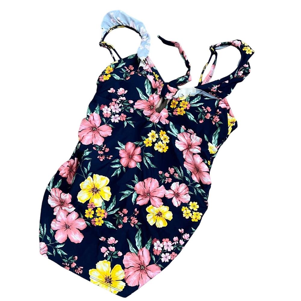 Isabel Maternity Navy Floral Print Tankini Top - Size D/DD-M - NWT